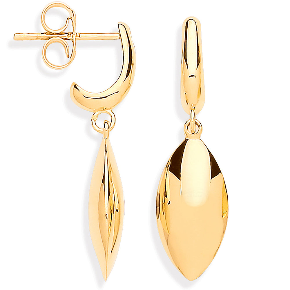 Yellow Gold Hollow Marquise Shape Drop Earrings – product view