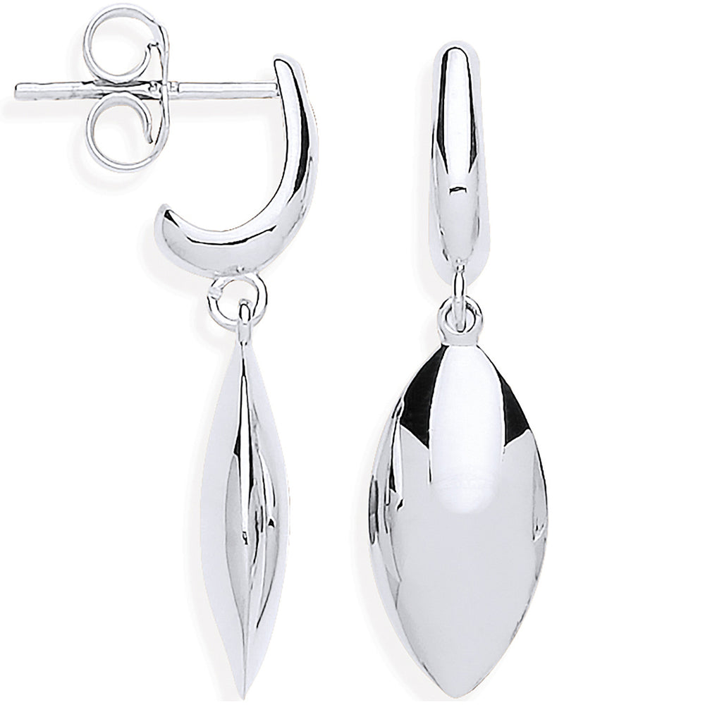 White Gold Hollow Marquise Shape Drop Earrings – product view