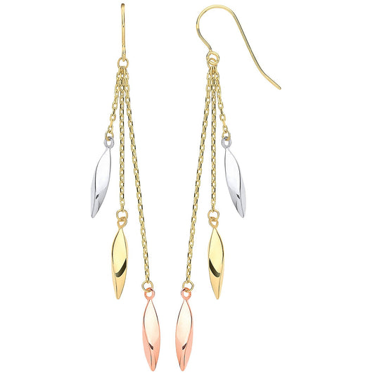 Y, White & Rose Gold Twisted Tubes Hollow Drop Earrings