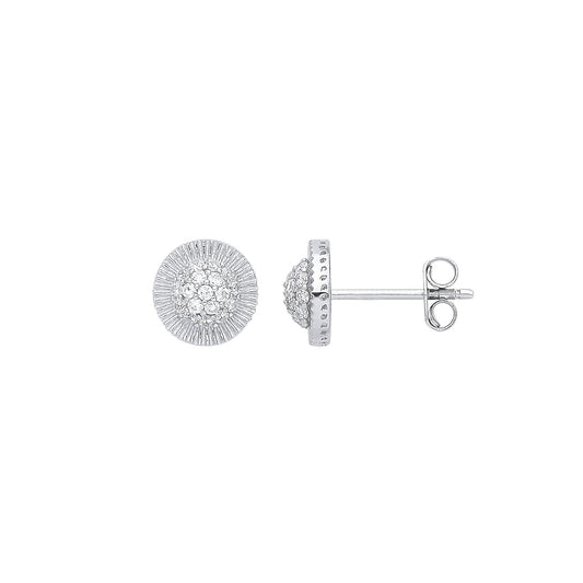 White Gold Cubic Zirconia Round 8mm Stud Earrings