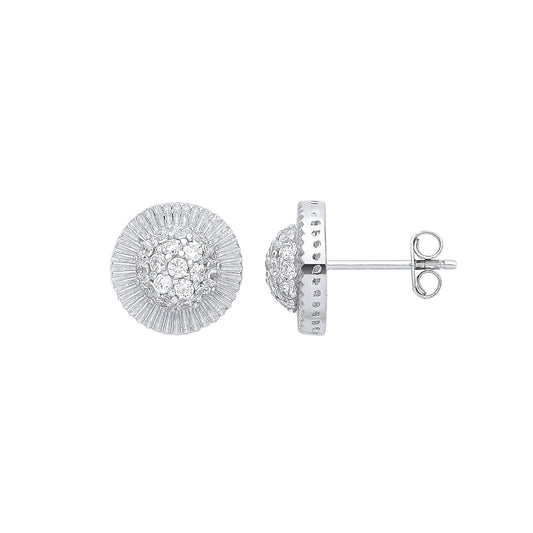 White Gold Cubic Zirconia Round 11mm Stud Earrings