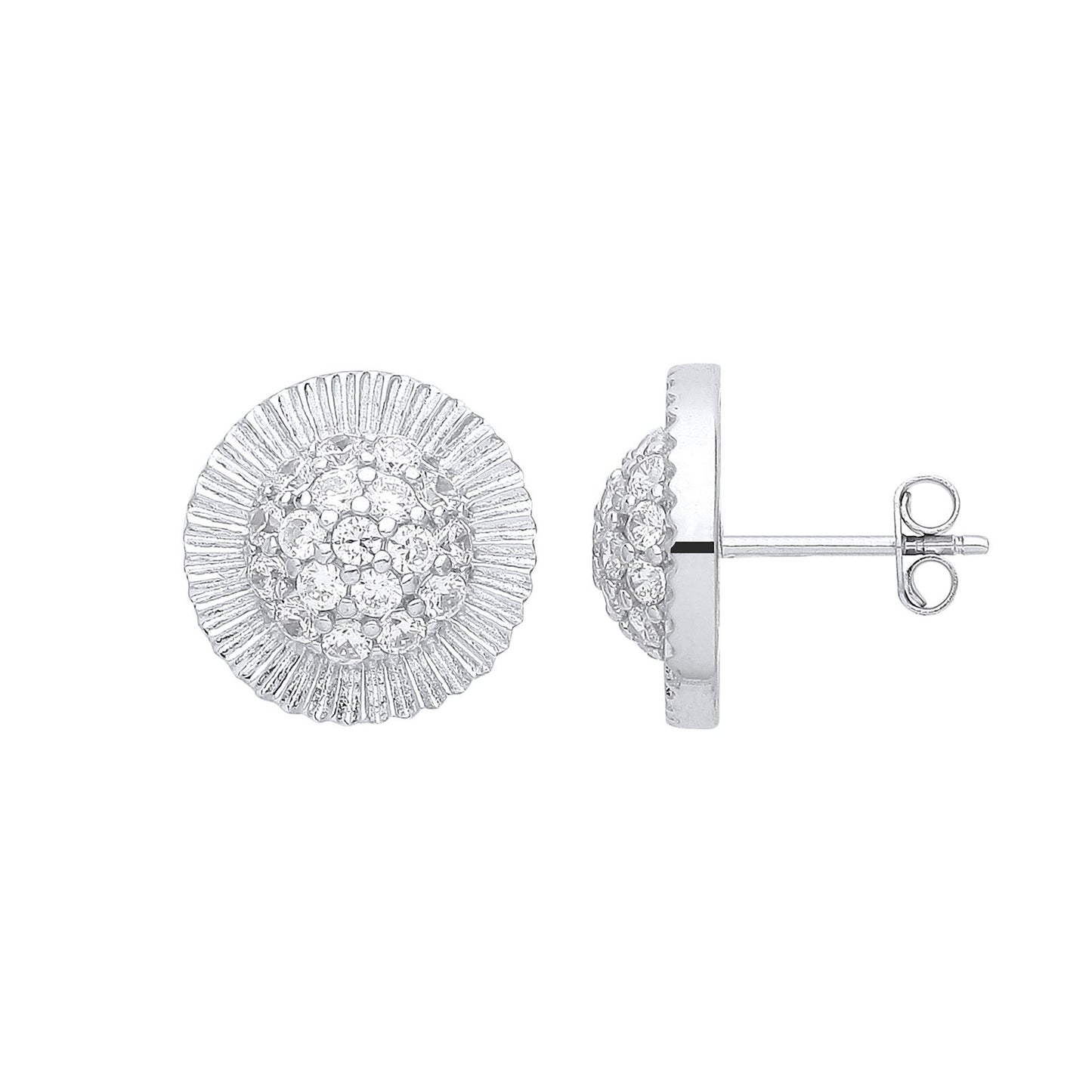 White Gold Cubic Zirconia Round 15mm Stud Earrings