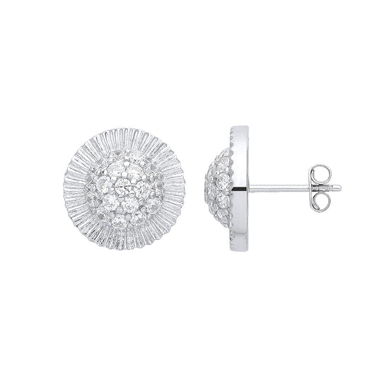 White Gold Cubic Zirconia Round 15mm Stud Earrings