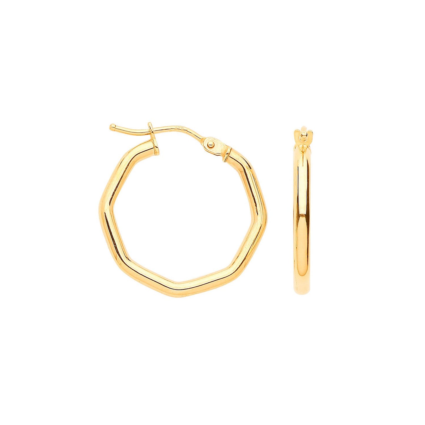 Yellow Gold 20mm Octagon Hoop Earrings