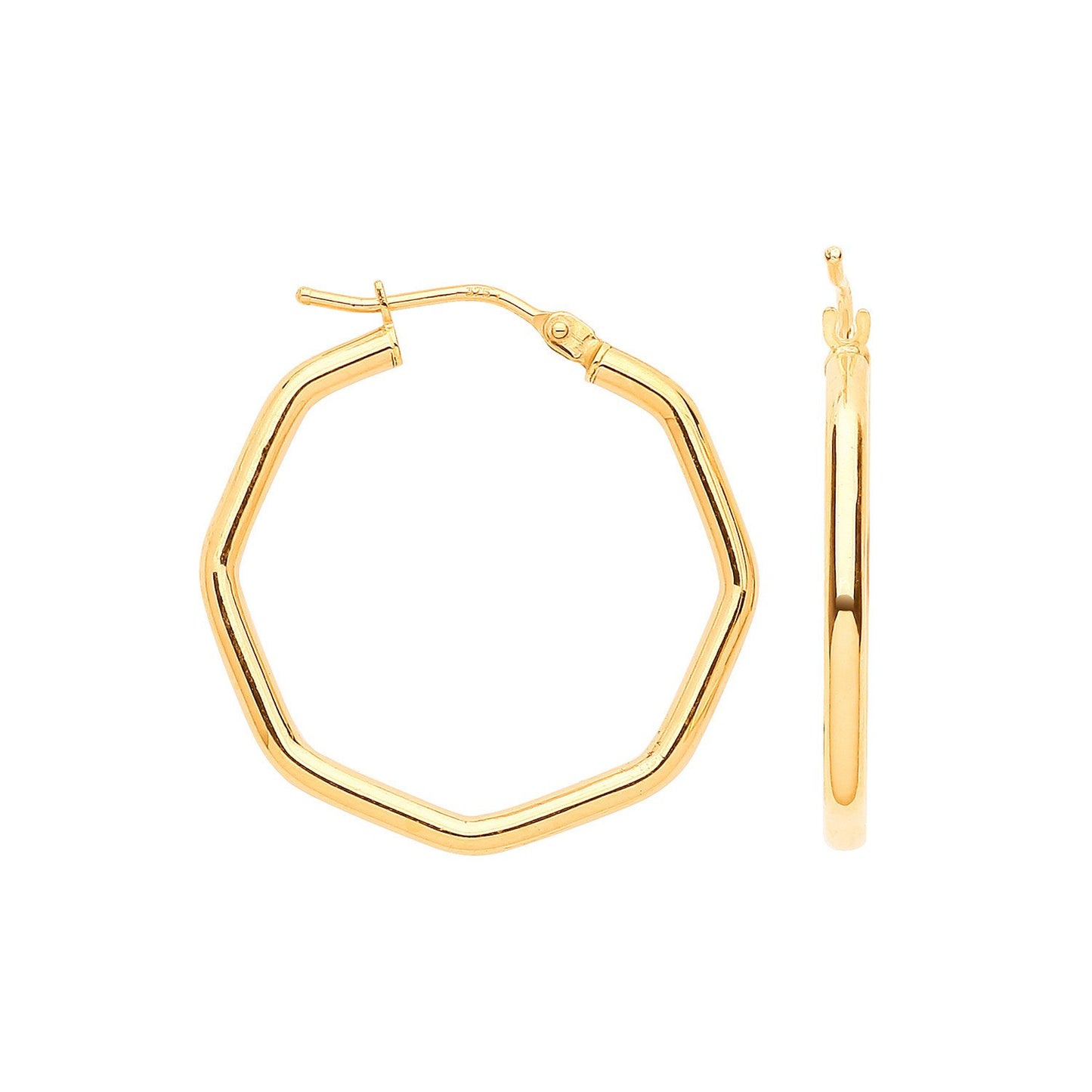 Yellow Gold 26mm Octagon 26mm Hoop Earrings