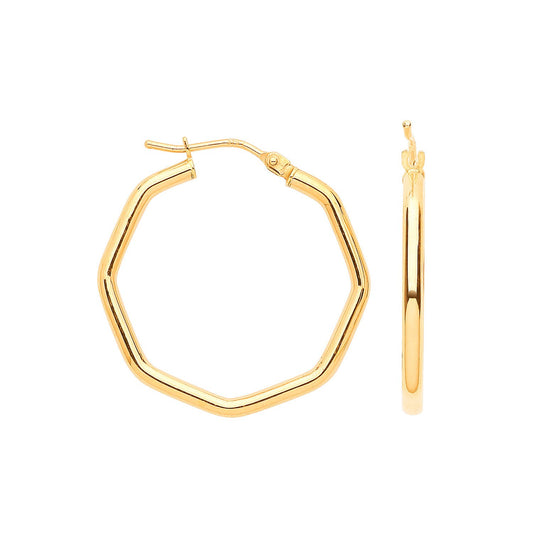 Yellow Gold 26mm Octagon 26mm Hoop Earrings