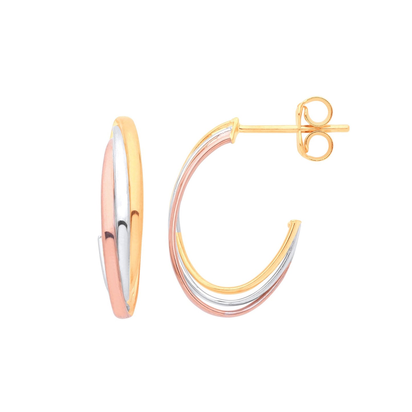 Yellow White & Rose Gold Russian Drop Earrings