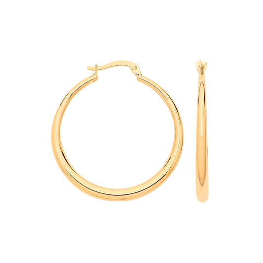 Yellow Gold Graduated Curve Hollow Hoop Earrings