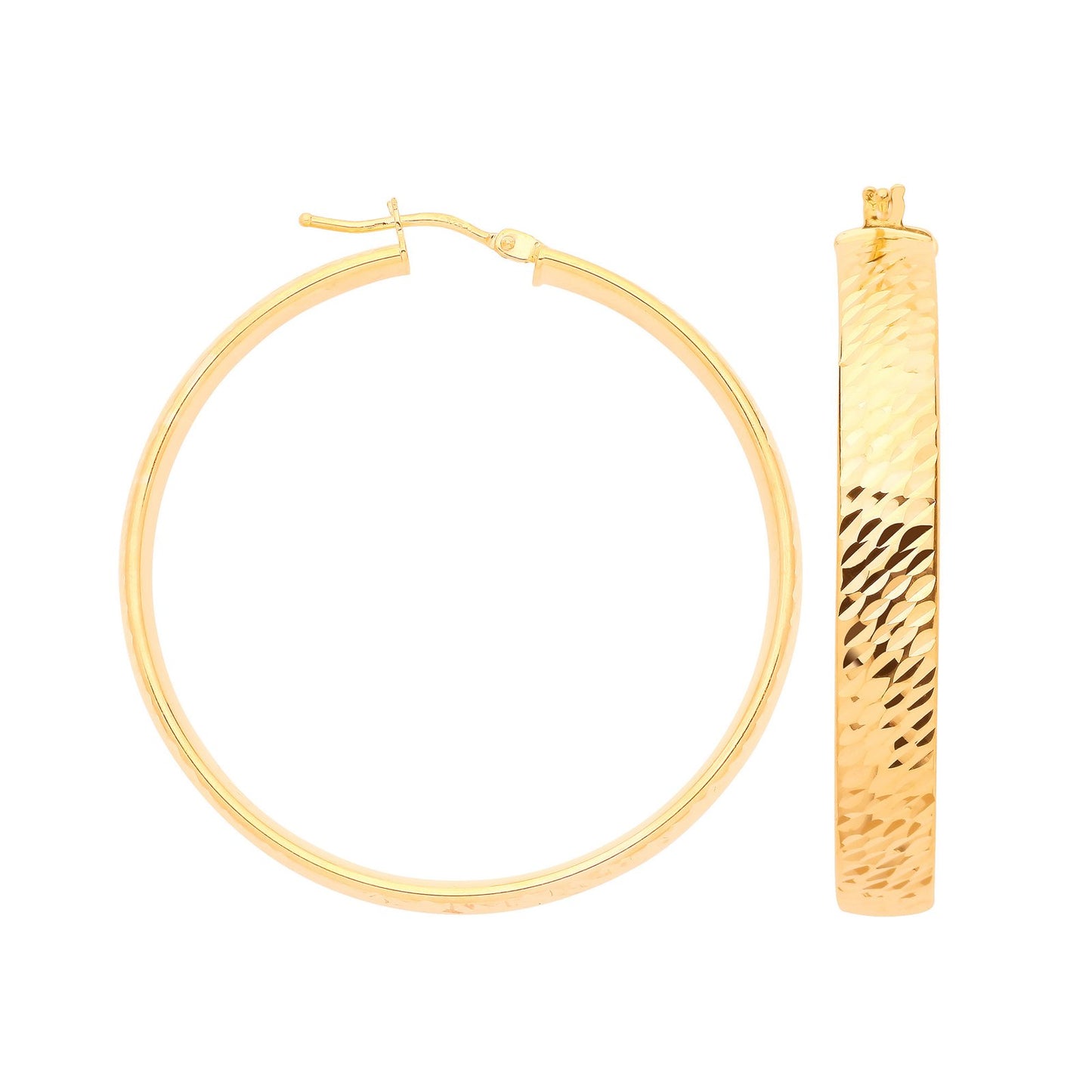 Yellow Gold 35mm D/c Wide Hoops