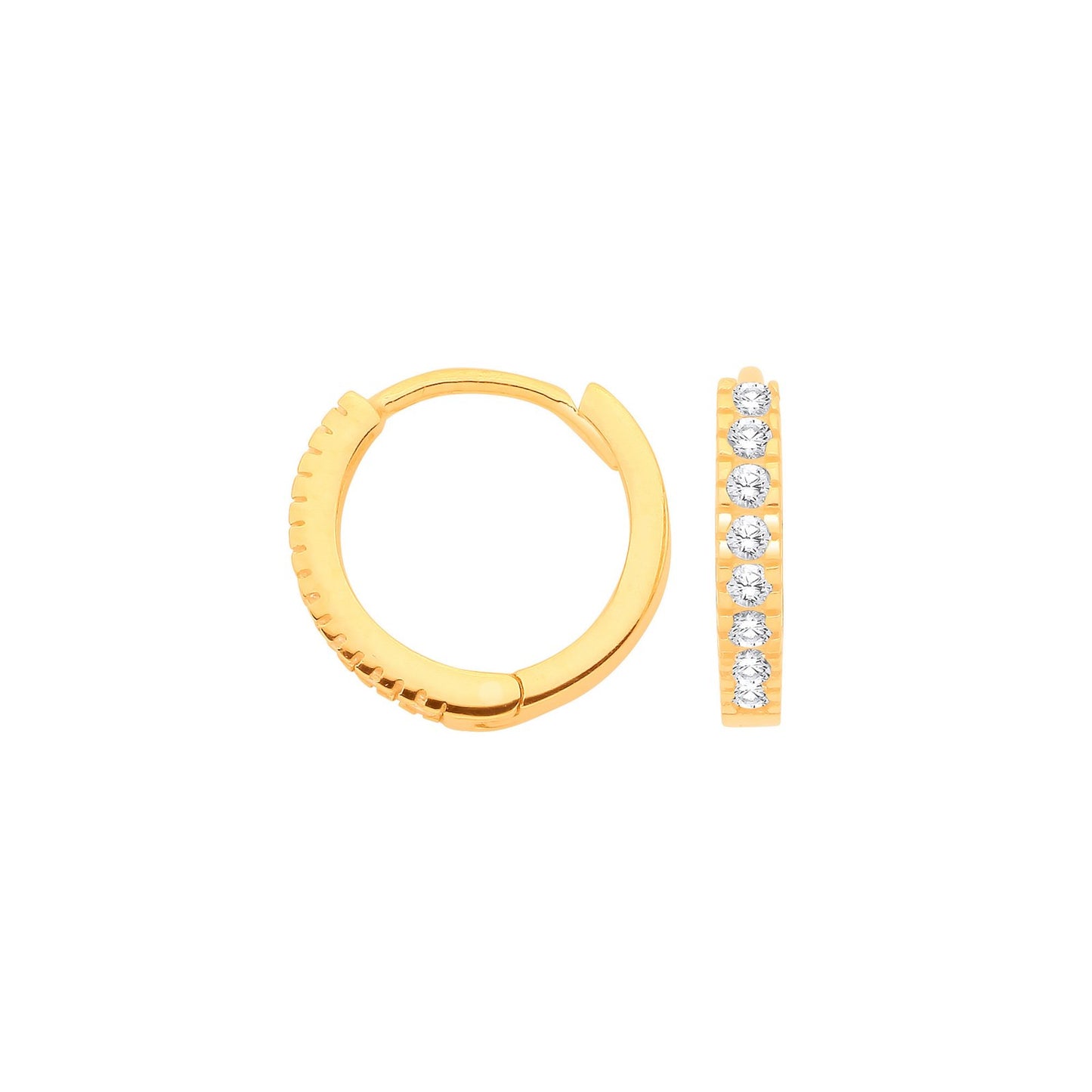 Yellow Gold 11.7mm Cubic Zirconia Huggies