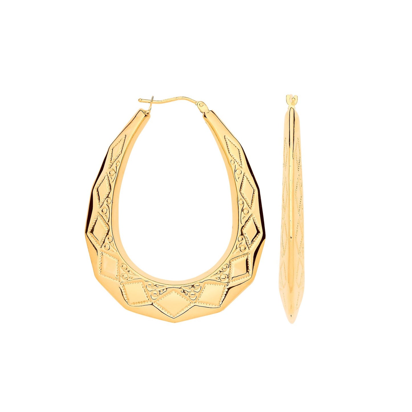 Yellow Gold D/c Oval 49mm Long Creoles