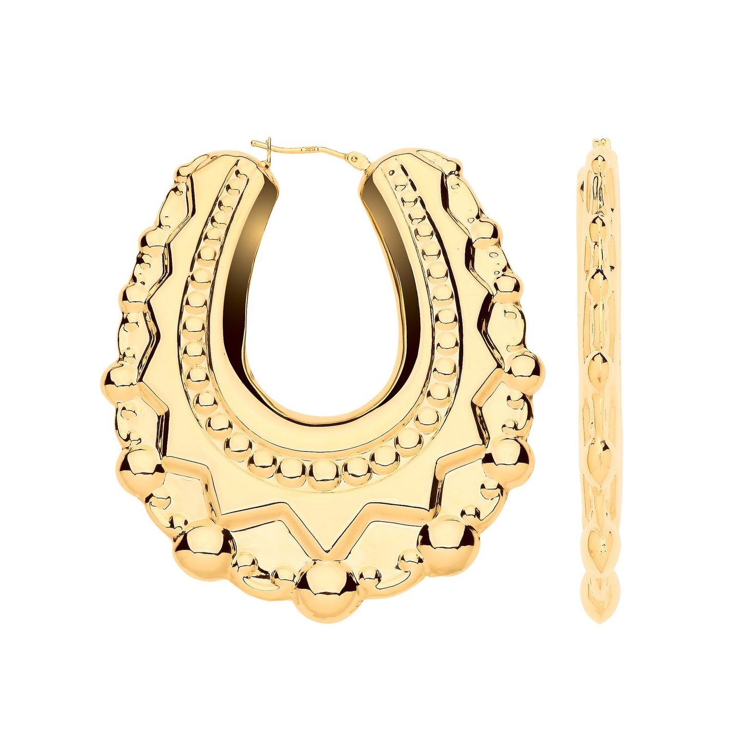 Yellow Gold Extra Large Oval Traditional Creoles Earrings