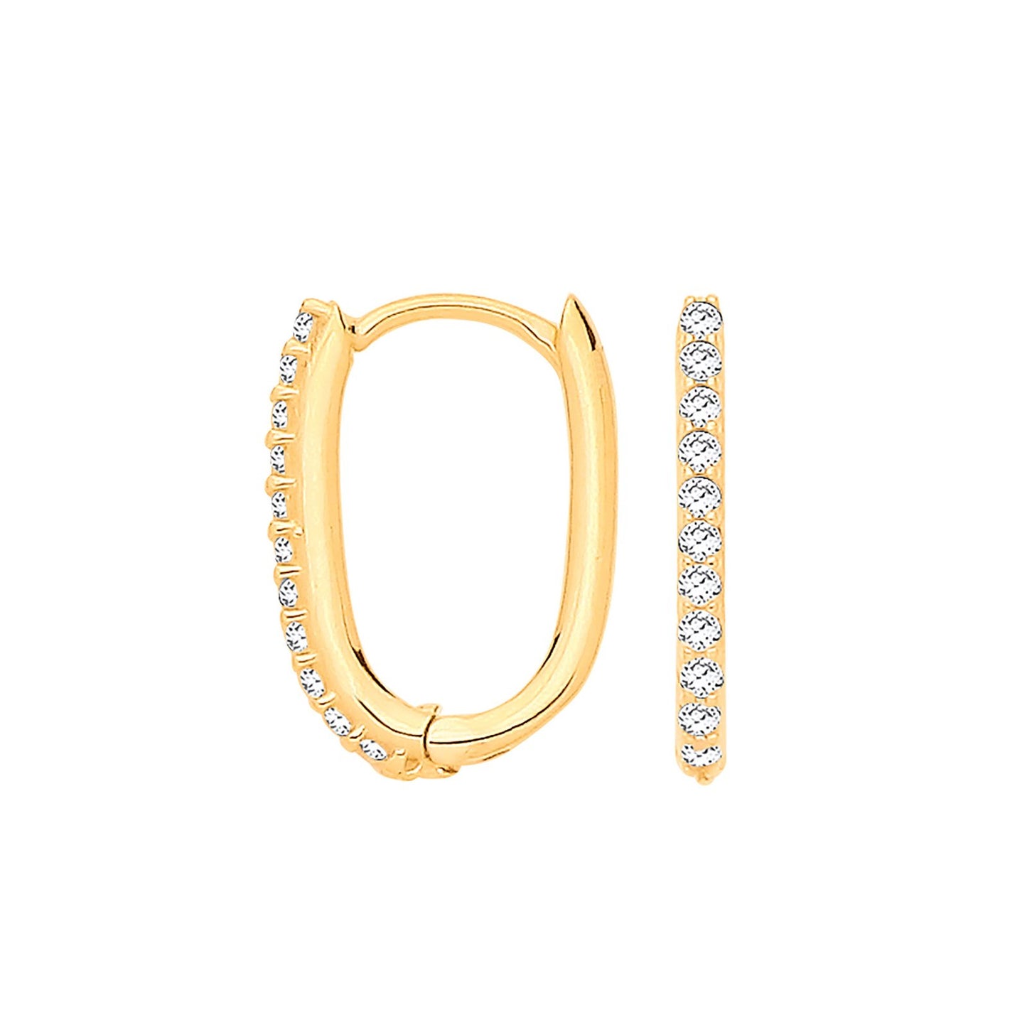 Yellow Gold  Small J Huggies With Cubic Zirconias