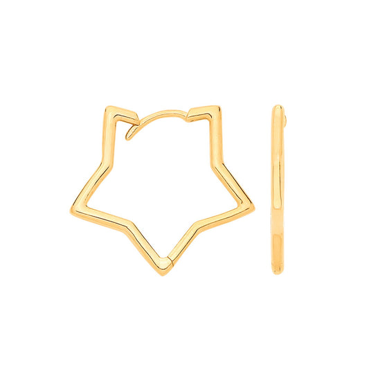 Yellow Gold Small Star Shaped Plain Huggies