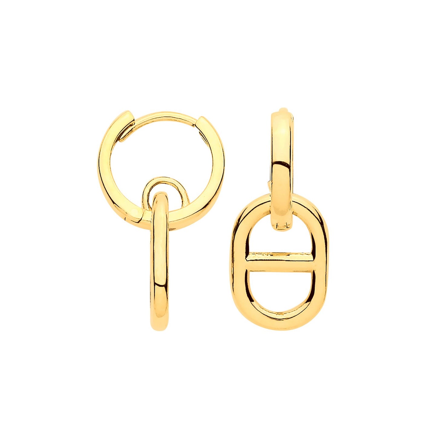 Yellow Gold Oval Marine Plain Huggies