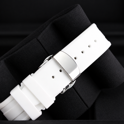 Swatch x Audemars Piguet Royal Pop HUIT BLANC SSX03W100N with metal case and white rubber strap – product view 13
