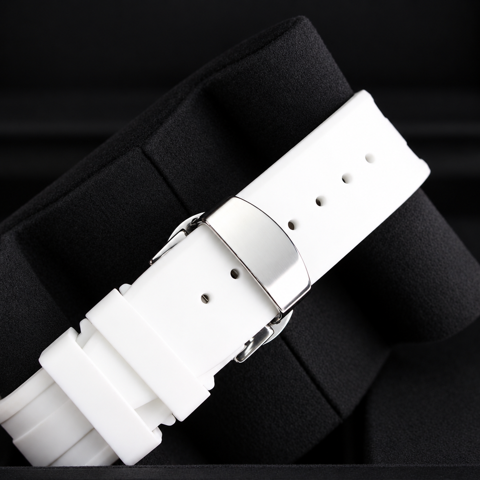 Swatch x Audemars Piguet Royal Pop HUIT BLANC SSX03W100N with metal case and white rubber strap – product view 13