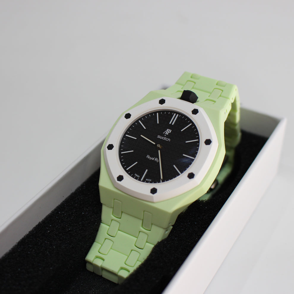 Swatch x Audemars Piguet Royal Pop OCHO NEGRO Uhr mit Bioceramic-Armband & Gehäuse SSX03W101N – Neu Ungetragen