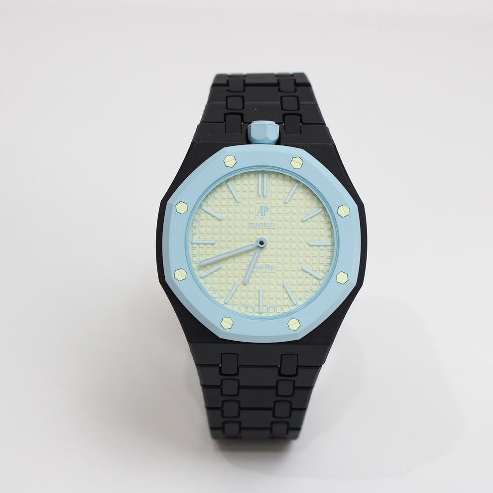Swatch x Audemars Piguet Royal Pop BLAUE ACHT Uhr mit Bioceramic Armband & Gehäuse SSX03L101N – Neu Ungetragen