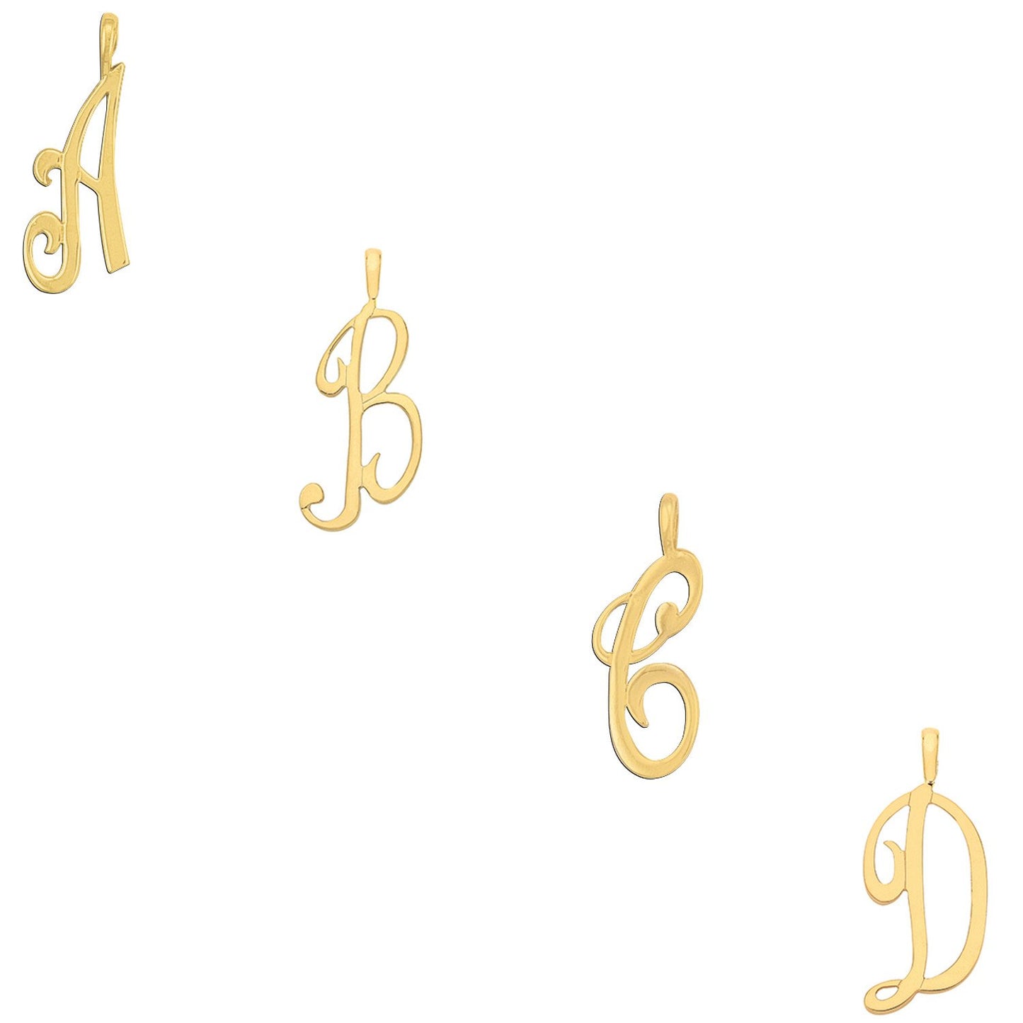 Yellow Gold Script Initial Pendant