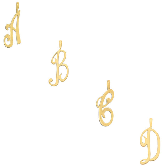 Yellow Gold Script Initial Pendant