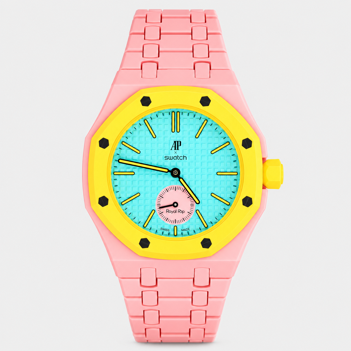 Swatch x Audemars Piguet Royal Pop OTG ROZ SSX03J100N with compatible Bioceramic bracelet and case, product view 01