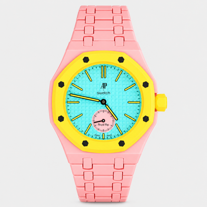 Swatch x Audemars Piguet Royal Pop OTG ROZ SSX03J100N with compatible Bioceramic bracelet and case, product view 01