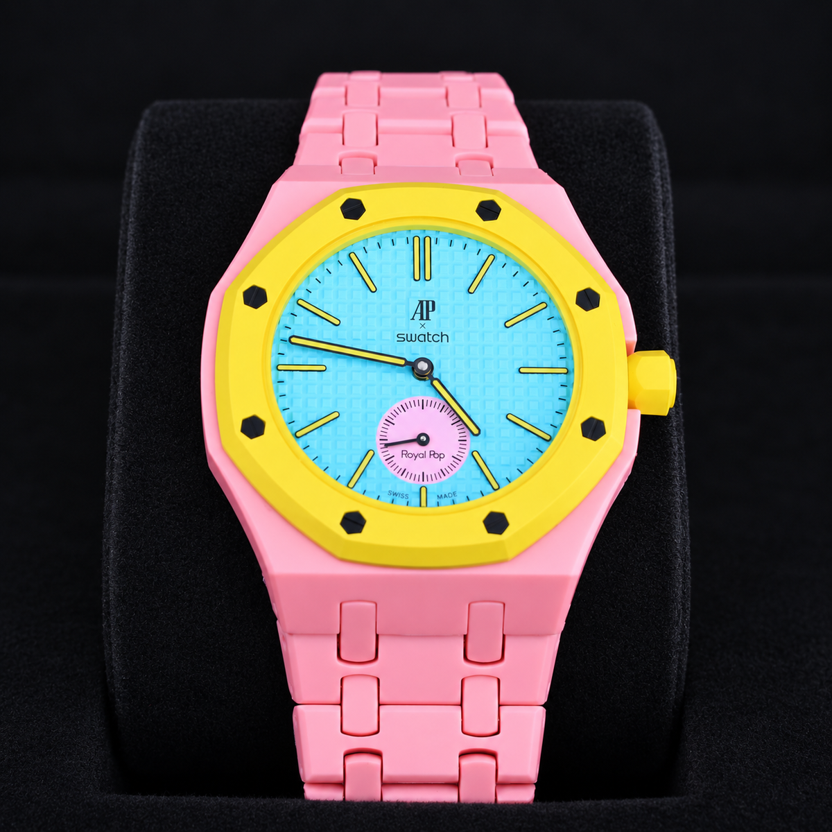 Swatch x Audemars Piguet Royal Pop OTG ROZ SSX03J100N with compatible Bioceramic bracelet and case, product view 02