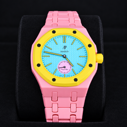 Swatch x Audemars Piguet Royal Pop OTG ROZ SSX03J100N with compatible Bioceramic bracelet and case, product view 02