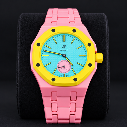 Swatch x Audemars Piguet Royal Pop OTG ROZ SSX03J100N with compatible Bioceramic bracelet and case, product view 03