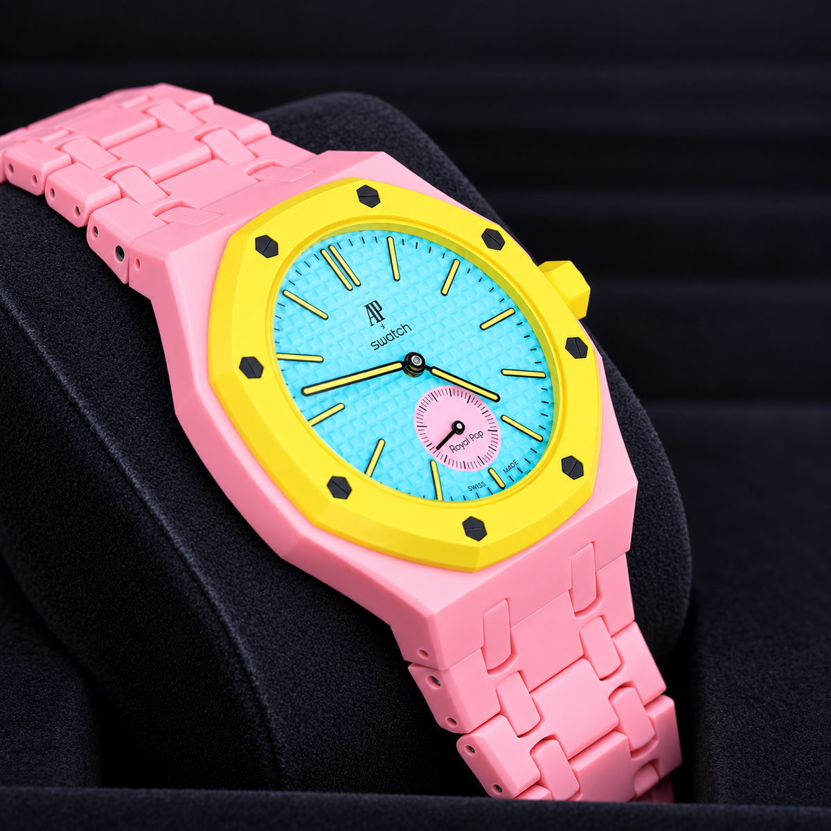 Swatch x Audemars Piguet Royal Pop OTG ROZ SSX03J100N with compatible Bioceramic bracelet and case, product view 05
