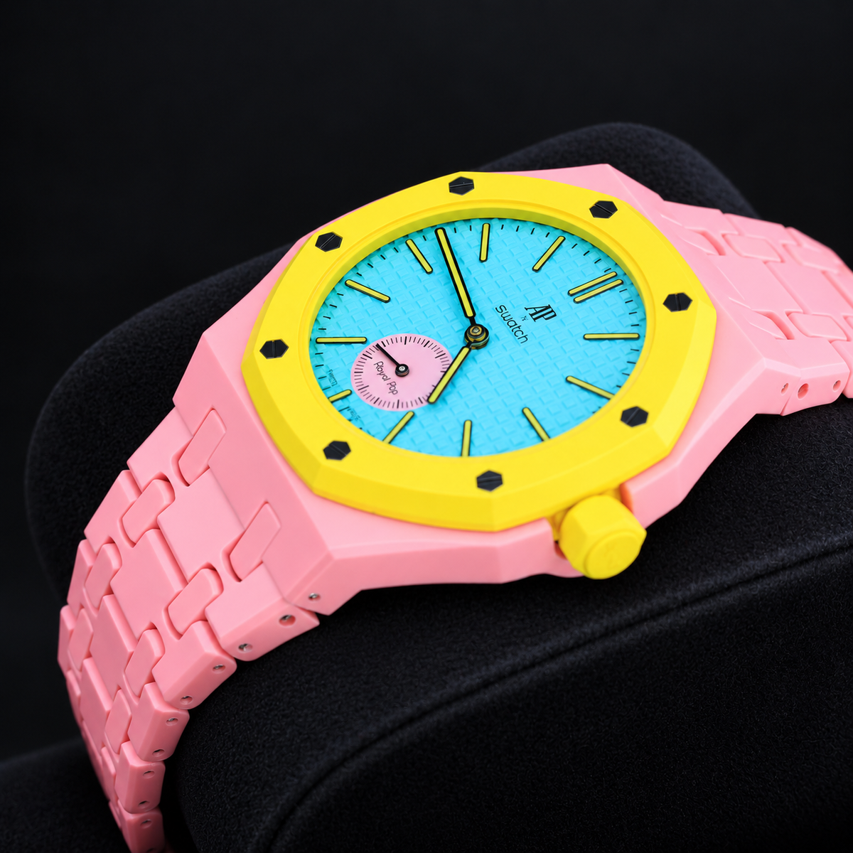 Swatch x Audemars Piguet Royal Pop OTG ROZ SSX03J100N with compatible Bioceramic bracelet and case, product view 06