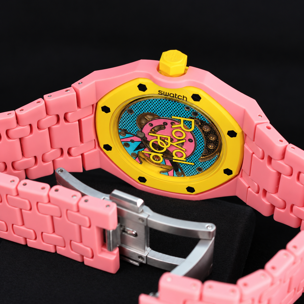 Swatch x Audemars Piguet Royal Pop OTG ROZ SSX03J100N with compatible Bioceramic bracelet and case, product view 08