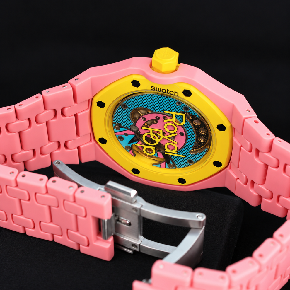Swatch x Audemars Piguet Royal Pop OTG ROZ SSX03J100N with compatible Bioceramic bracelet and case, product view 08