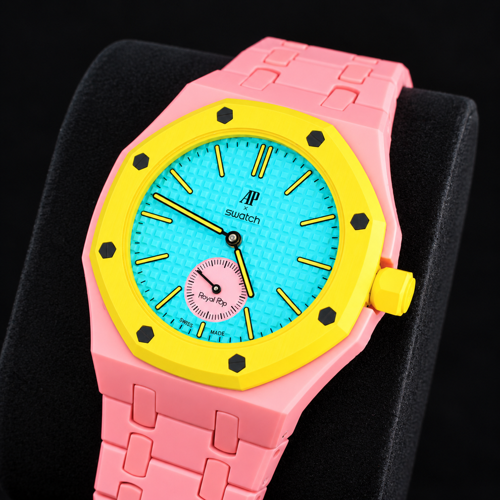 Swatch x Audemars Piguet Royal Pop OTG ROZ SSX03J100N with compatible Bioceramic bracelet and case, product view 10