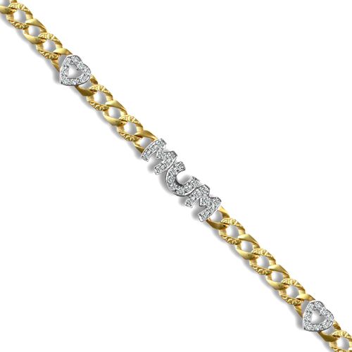 9ct Yellow Gold Cubic Zirconia Mum Heart Bracelet – Imperial Time