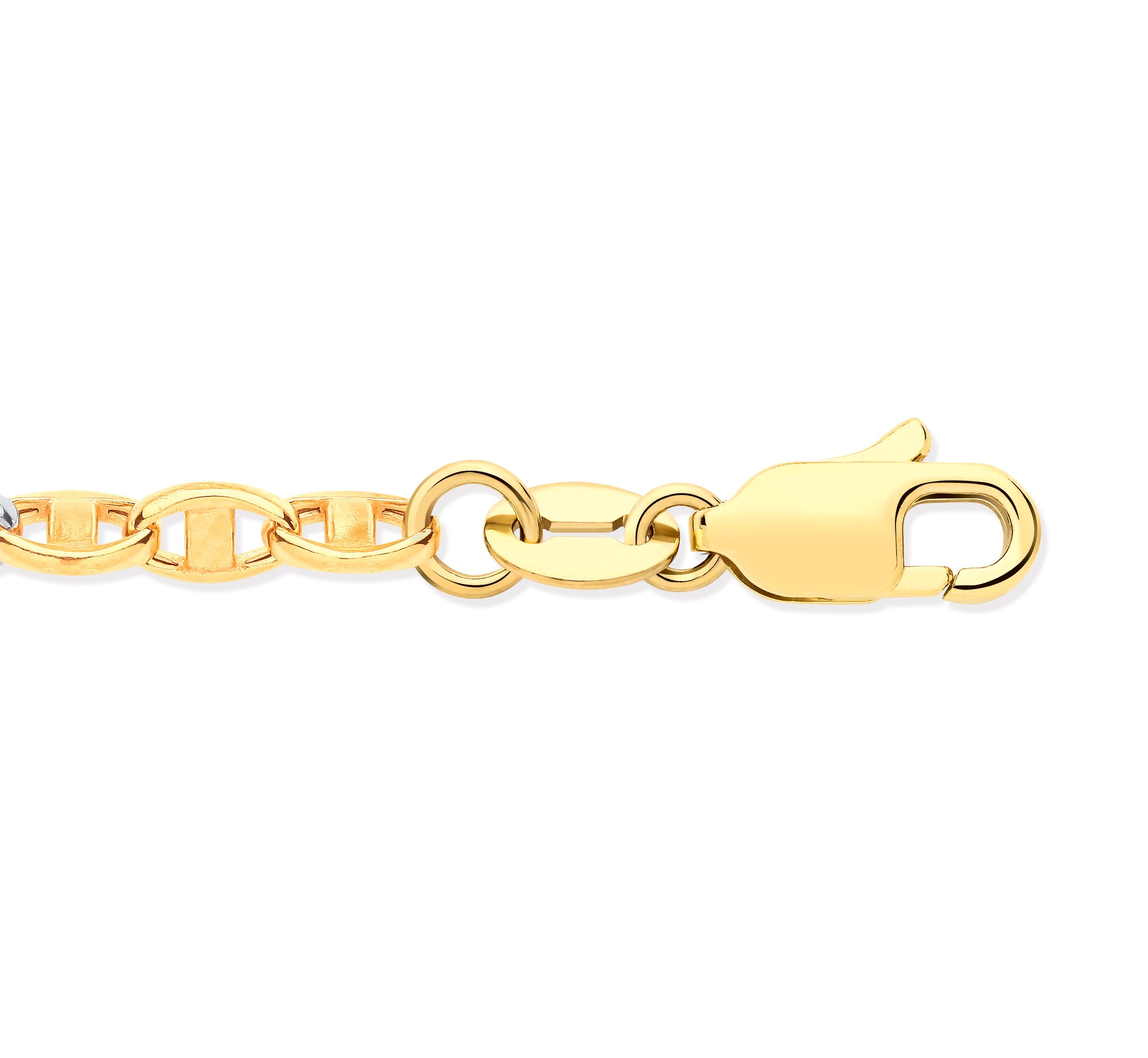9ct Yellow Gold Hollow Marine 3.4mm Bracelet (JBB409-7.5) – product view