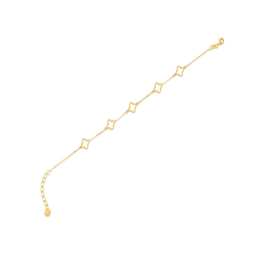 9ct Yellow Gold Cable Link Clover Bracelet 6.5+1 inch length – Imperial Time