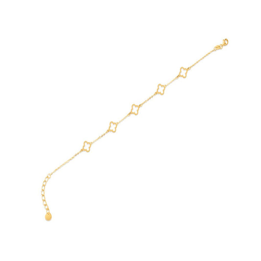 9ct Yellow Gold Cable Link Clover Bracelet 6.5+1 inch length – Imperial Time