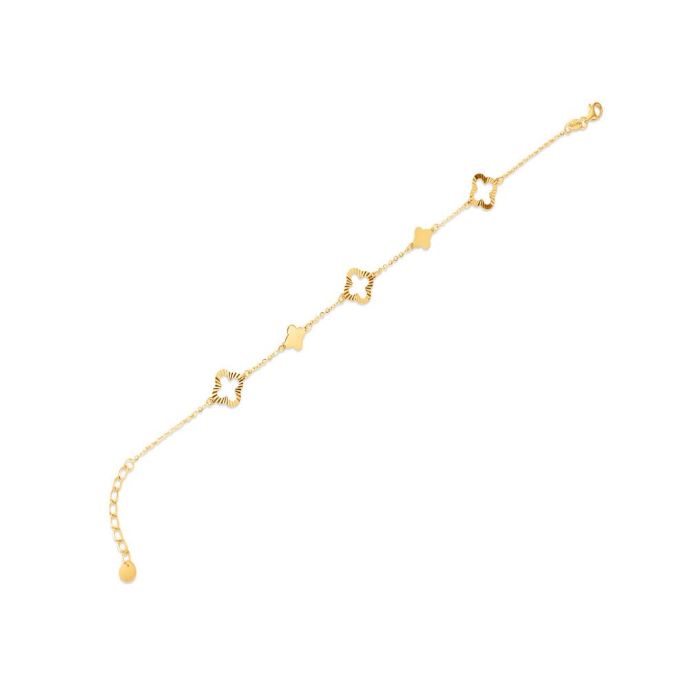 9ct Yellow Gold Cable Link Clover Bracelet 6.5+1 inch length – Imperial Time