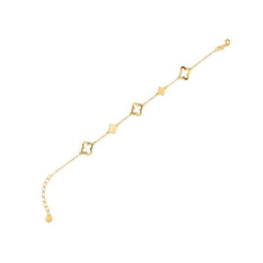 9ct Yellow Gold Cable Link Clover Bracelet 6.5+1 inch length – Imperial Time