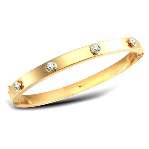 9ct Yellow Gold Rub-Over Set Bangle – Imperial Time