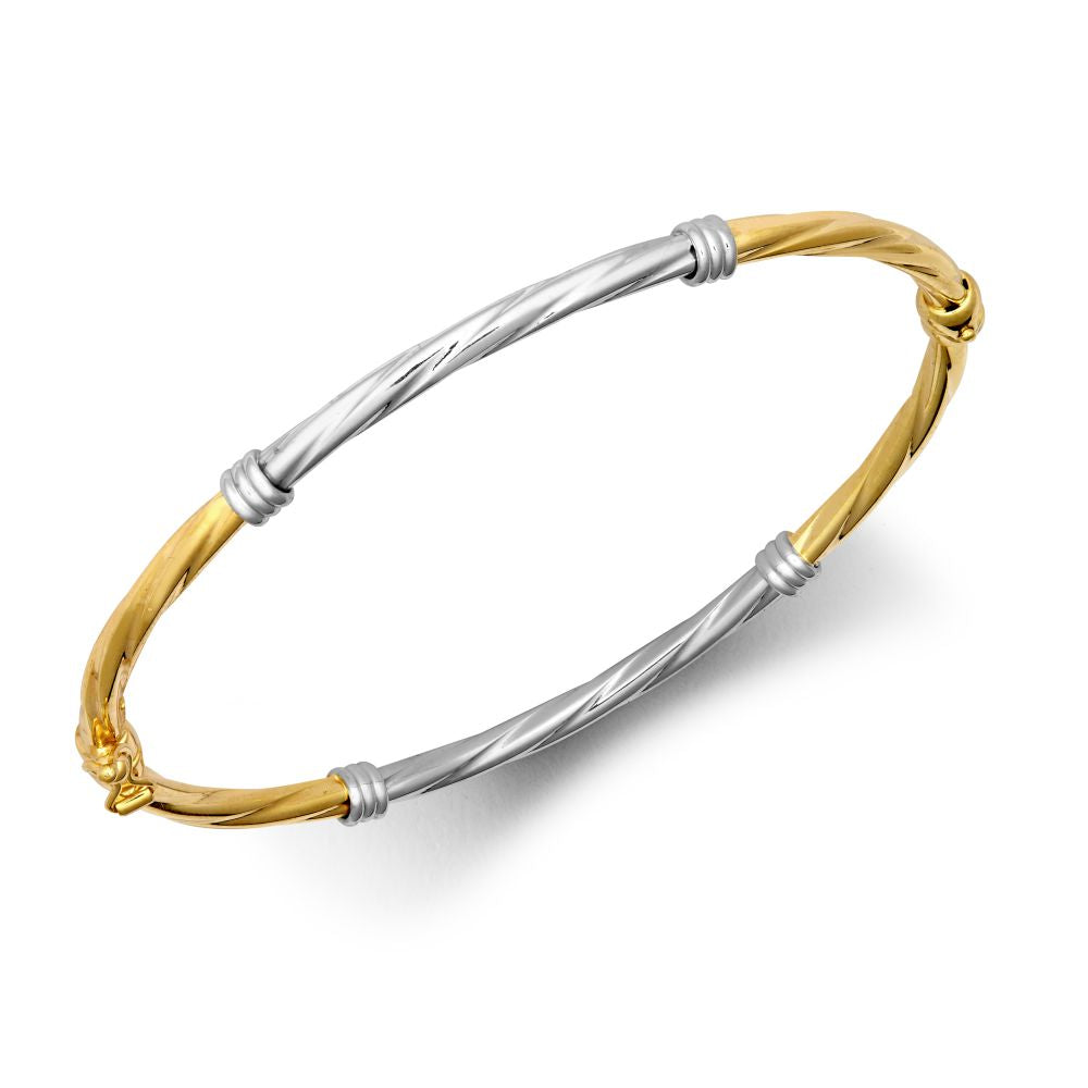 9ct White and Yellow Gold Twist Bangle – Imperial Time