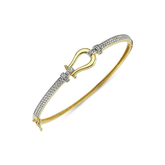 9ct Yellow Cubic Zirconia set ladies hinged hook bangle – Imperial Time