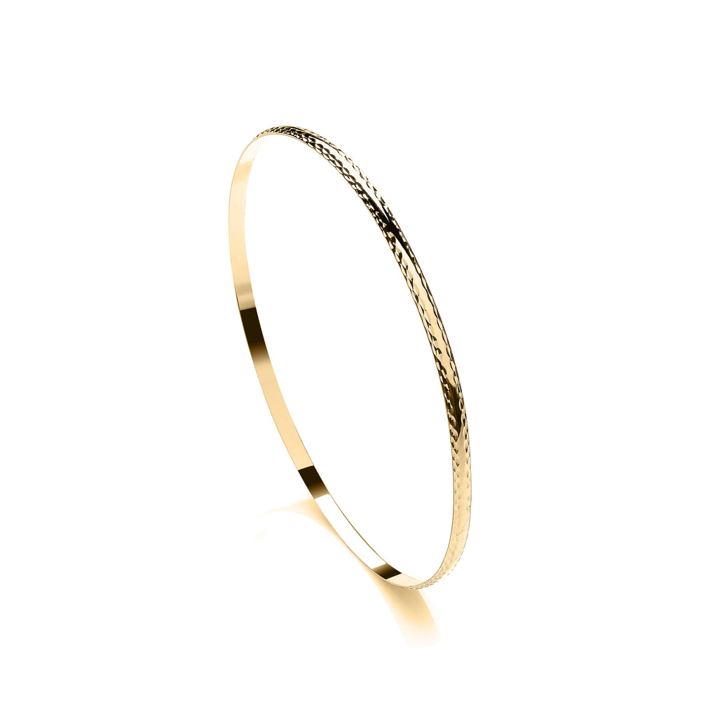 9ct Yellow Gold 3mm D-Profile Diamond Cut Slave Bangle – Imperial Time
