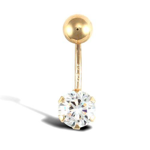 9ct Yellow Gold Cubic Zirconia Belly Bar – Imperial Time
