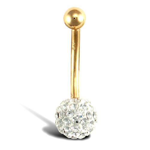 9ct Yellow Gold Crystal Belly Bar – Imperial Time