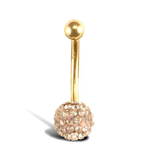 9ct Yellow Gold Crystal Belly Bar – Imperial Time