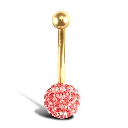 9ct Yellow Gold Crystal Belly Bar – Imperial Time