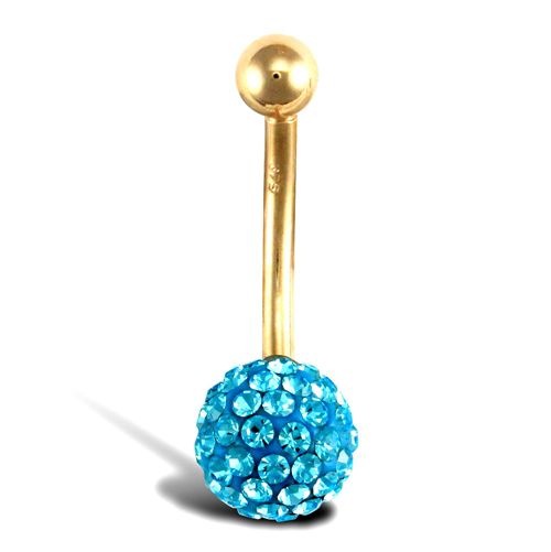 9ct Yellow Gold Crystal Belly Bar – Imperial Time